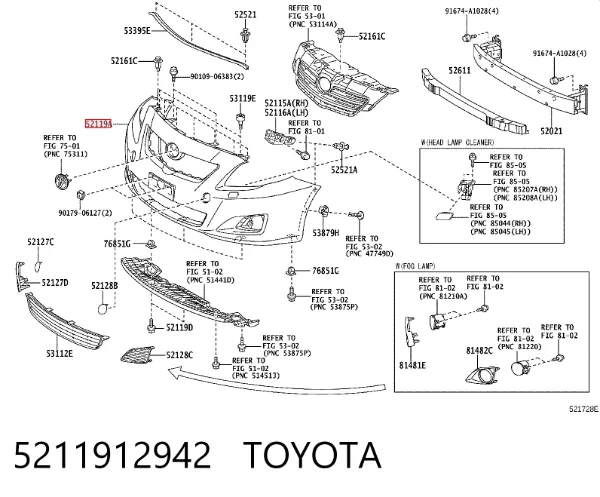 Zderzak przedni 5211912942 Toyota