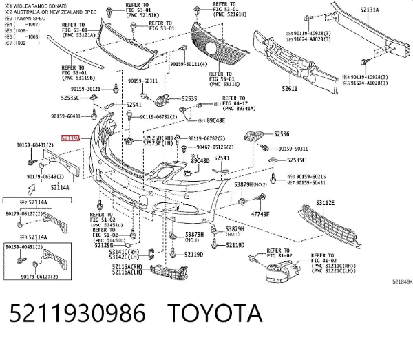 Zderzak przedni 5211930986 Toyota