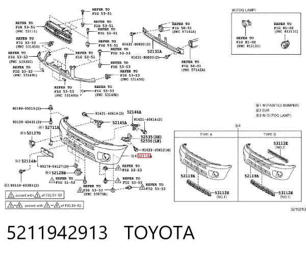 Zderzak przedni 5211942913 Toyota