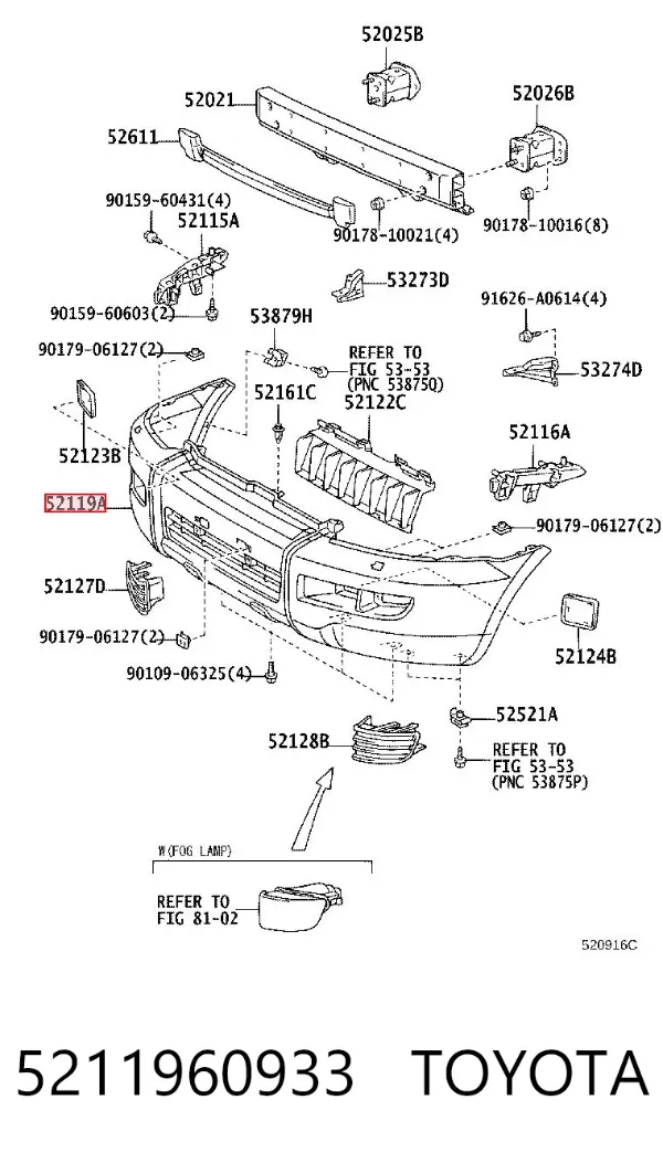 Zderzak przedni 5211960933 Toyota