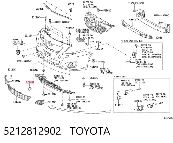 Zaślepka zderzaka haka holowniczego przednia lewa 5212812902 Toyota