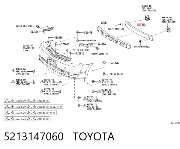 Wzmocnienie zderzaka przedniego Toyota Prius NHW20