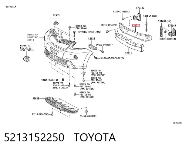Wzmocnienie zderzaka przedniego 5213152250 Toyota