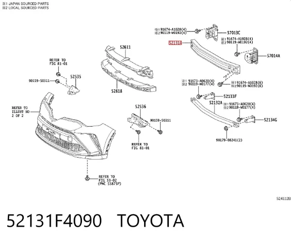 Wzmocnienie zderzaka przedniego 52131F4090 Toyota
