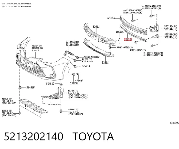 Wzmocnienie zderzaka przedniego 5213202140 Toyota