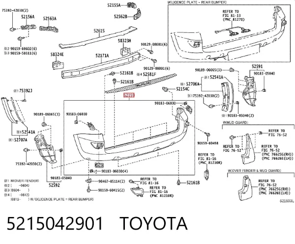 Zderzak tylny 5215042901 Toyota