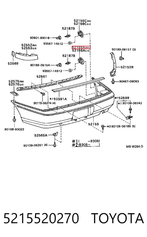 Wspornik zderzaka tylnego 5215520270 Toyota