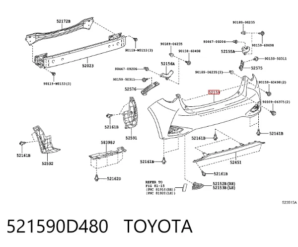 Zderzak tylny 521590D480 Toyota