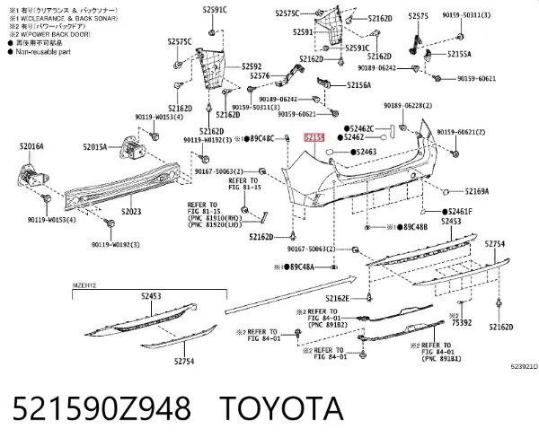 Zderzak tylny 521590Z948 Toyota