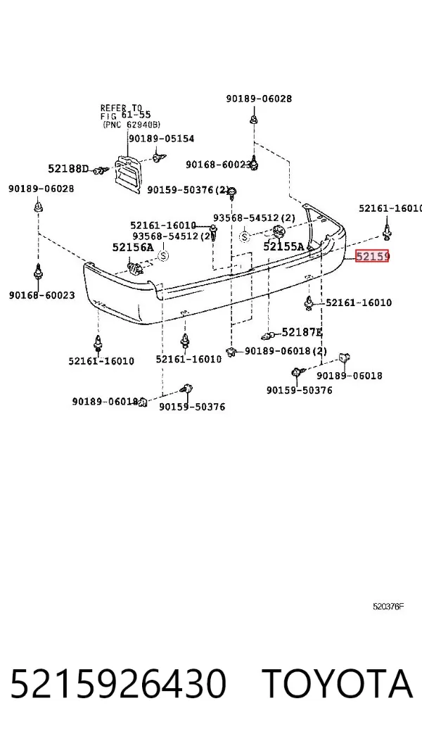 Zderzak tylny 5215926430 Toyota