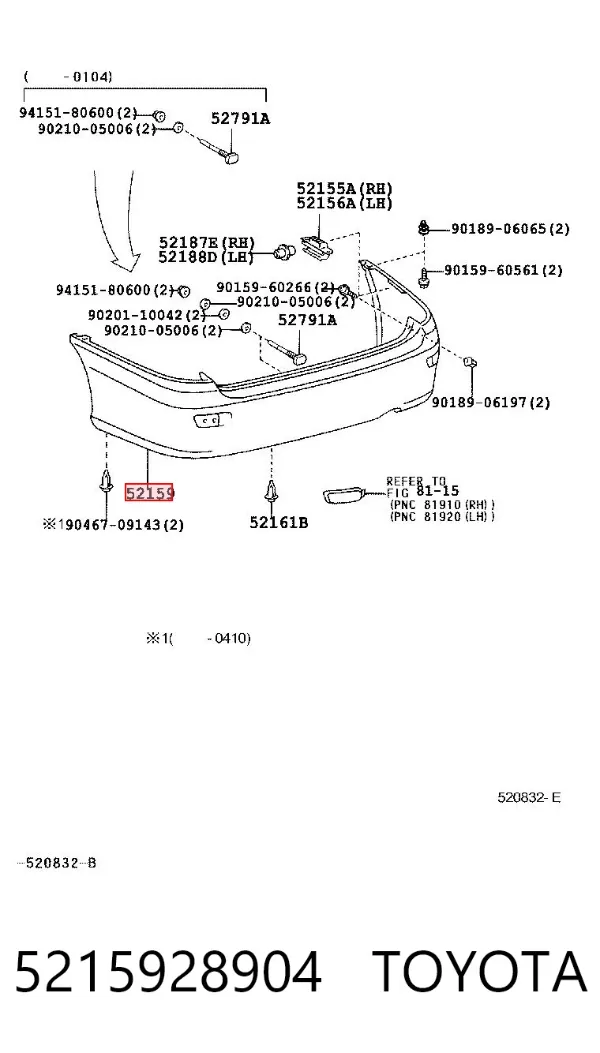Zderzak tylny 5215928904 Toyota