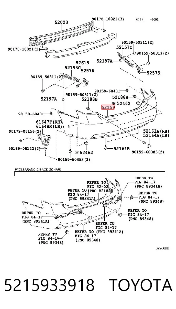Zderzak tylny 5215933918 Toyota