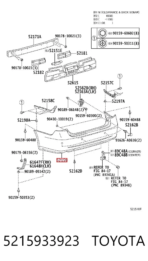 Zderzak tylny 5215933923 Toyota