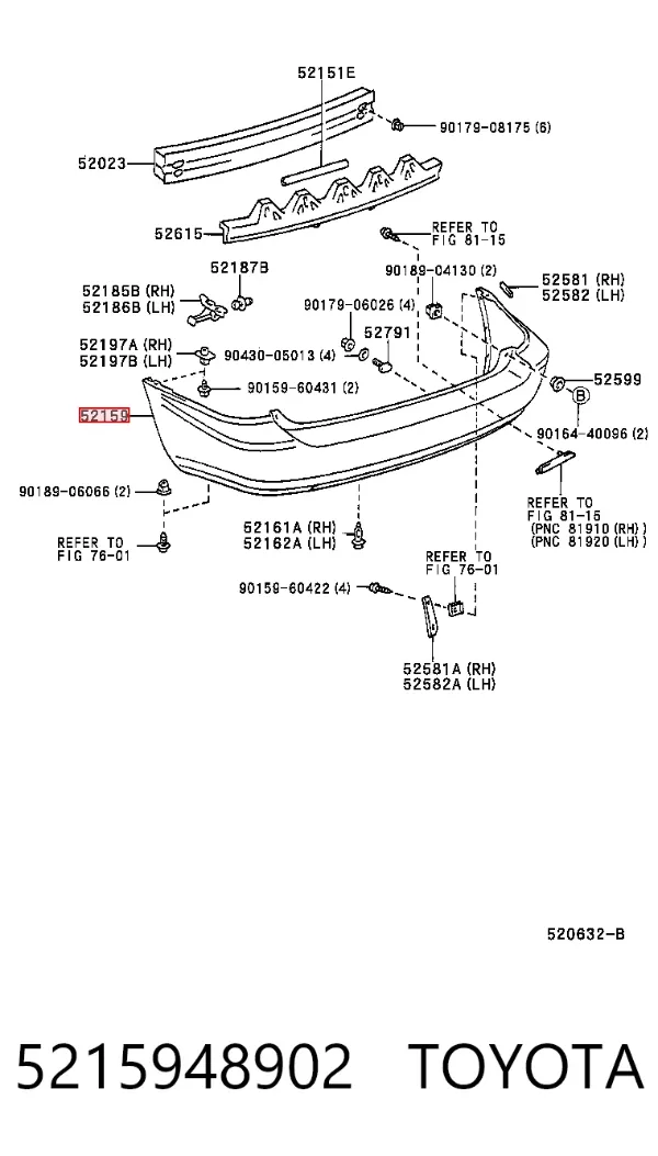 Zderzak tylny 5215948902 Toyota