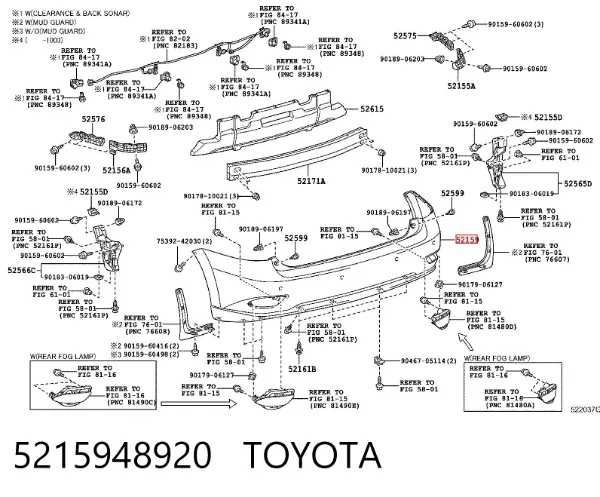 Zderzak tylny 5215948920 Toyota
