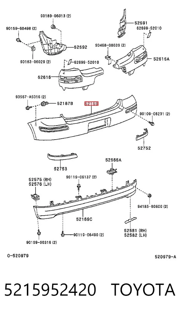 Zderzak tylny 5215952420 Toyota