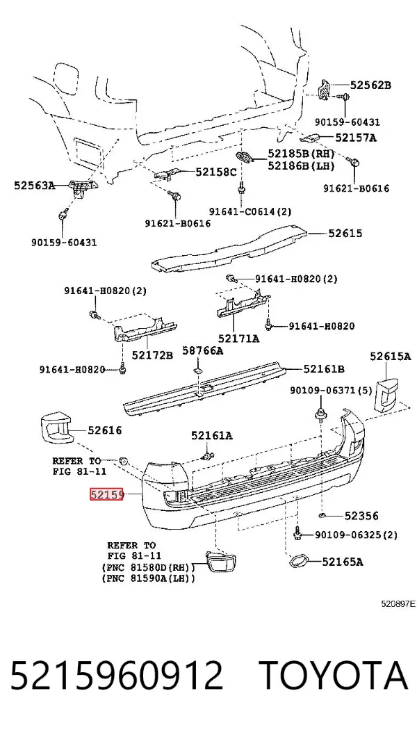 Zderzak tylny 5215960912 Toyota
