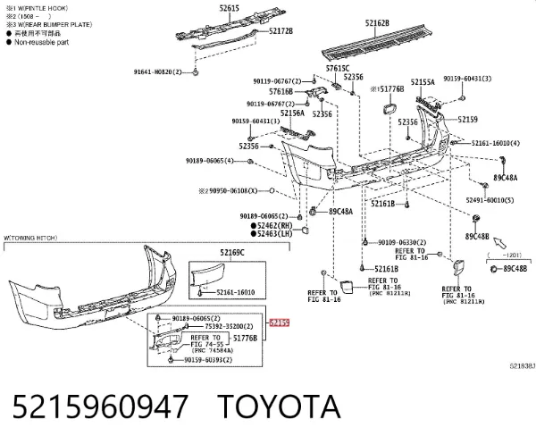 Zderzak tylny 5215960947 Toyota