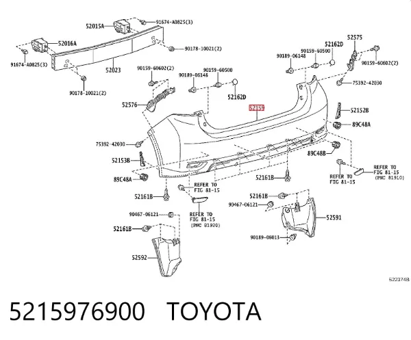 Zderzak tylny 5215976900 Toyota