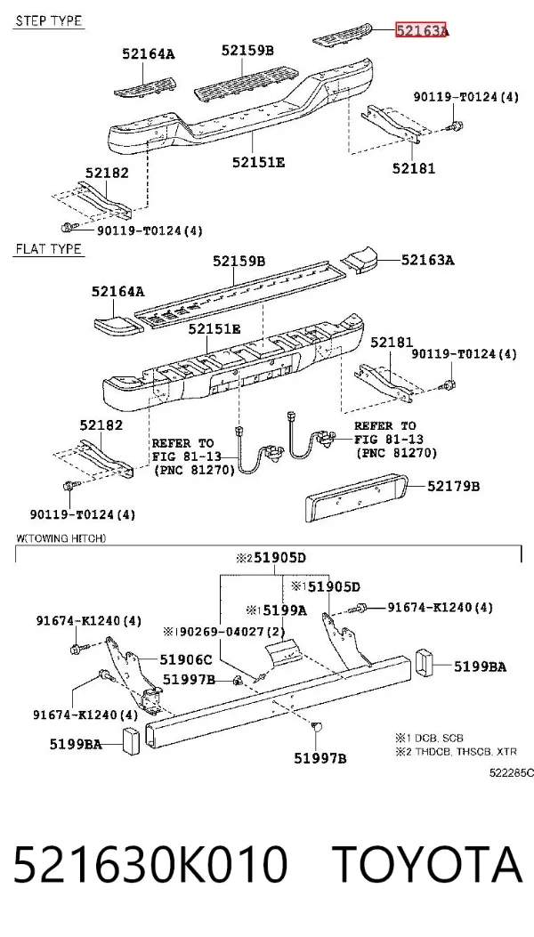 Nakładka zderzaka tylnego prawa 521630K010 Toyota
