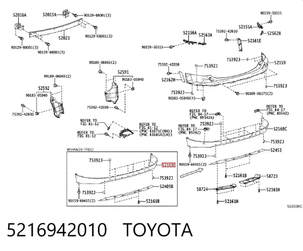 Zderzak tylny, dolna część 5216942010 Toyota