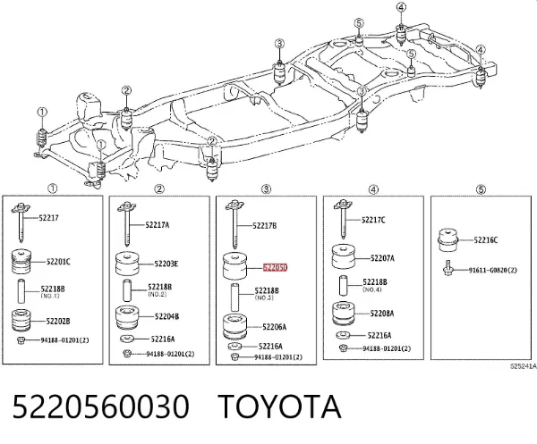 Poduszka ramy (mocowania nadwozia) 5220560030 Toyota