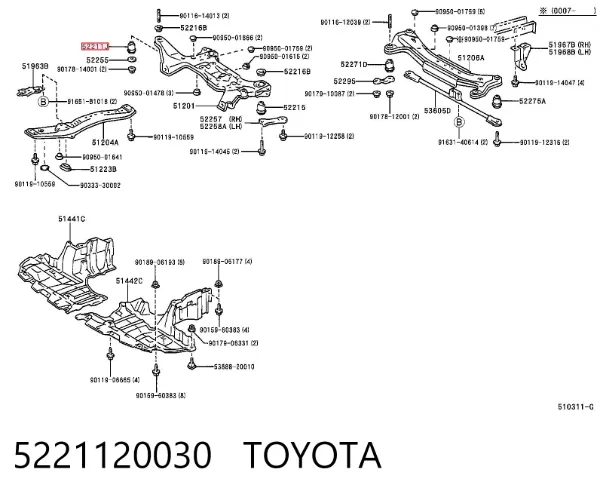 Tuleja (poduszka) przedniej belki 5221120030 Toyota