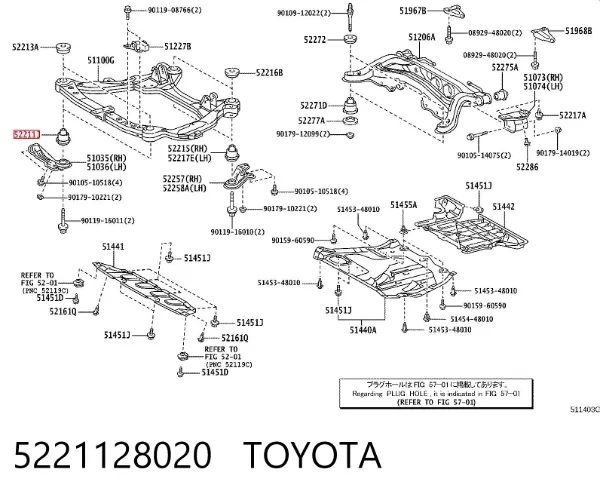 Tuleja (poduszka) przedniej belki 5221128020 Toyota