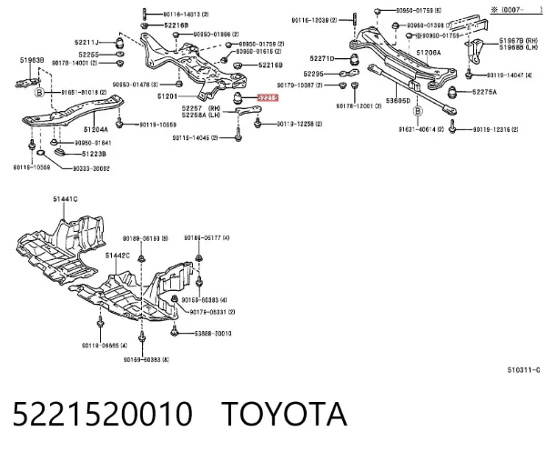 Tuleja (poduszka) przedniej belki  Toyota Avensis Verso