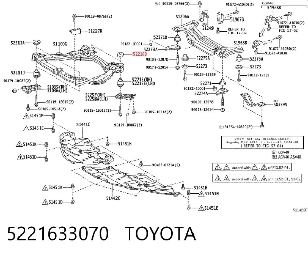Tuleja (poduszka) przedniej belki 5221633070 Toyota