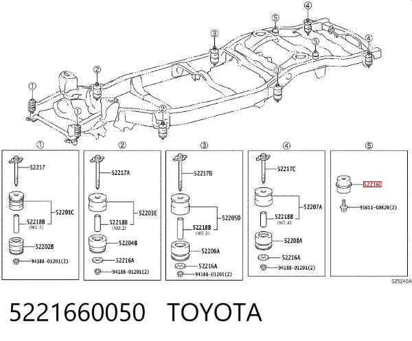 Poduszka ramy (mocowania nadwozia) 5221660050 Toyota