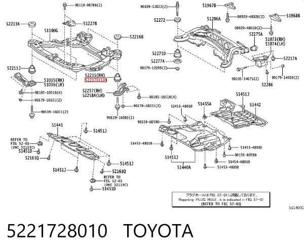 Tuleja (poduszka) przedniej belki 5221728010 Toyota