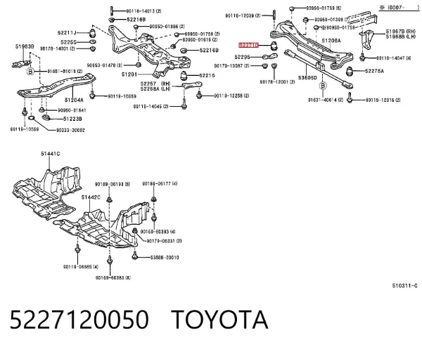 Silentblock tylnej belki 5227120050 Toyota