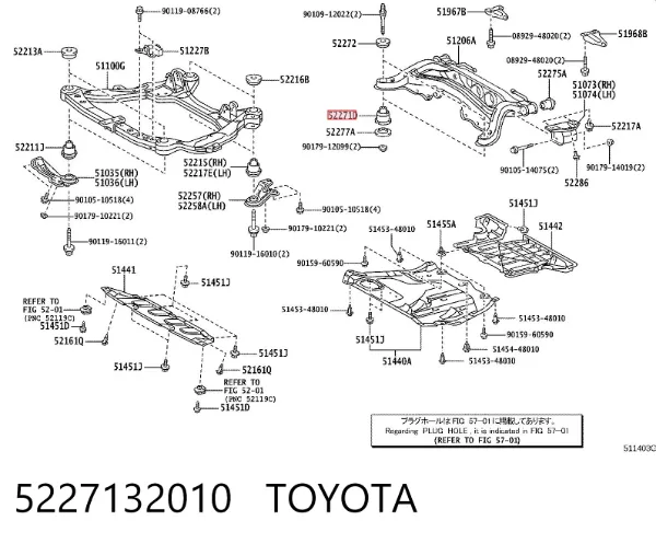 Silentblock tylnej belki 5227132010 Toyota
