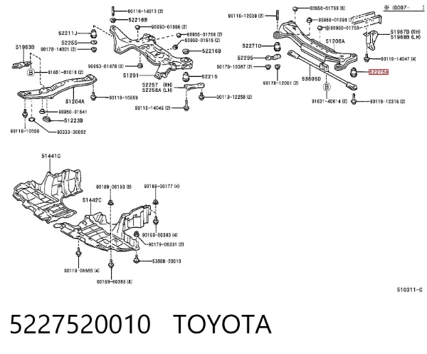 Silentblock tylnej belki 5227520010 Toyota