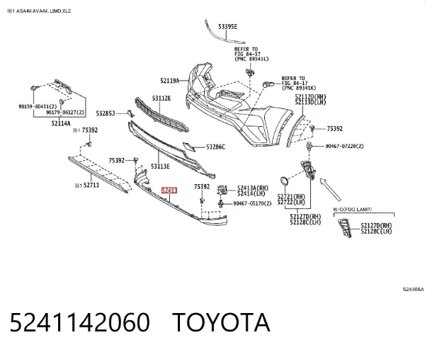 Spojler zderzaka przedniego 5241142060 Toyota