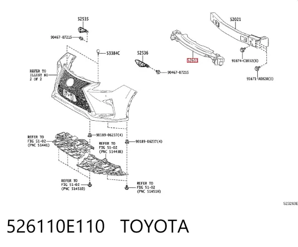 Absorber (wypełniacz) zderzaka przedniego 526110E110 Toyota
