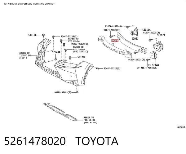 Absorber (wypełniacz) zderzaka przedniego 5261478020 Toyota