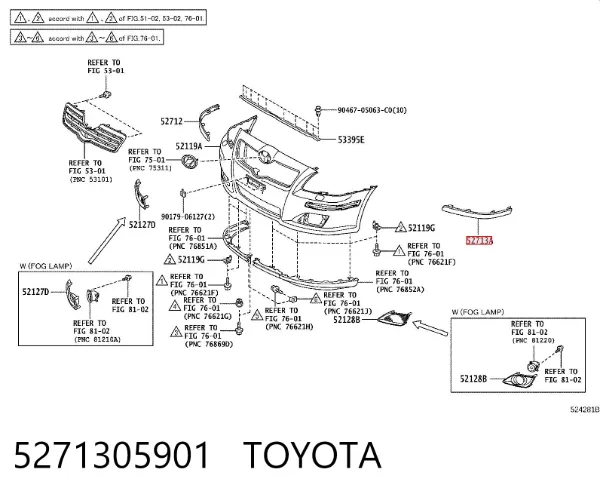 Listwa ochronna zderzaka przedniego lewa 5271305901 Toyota
