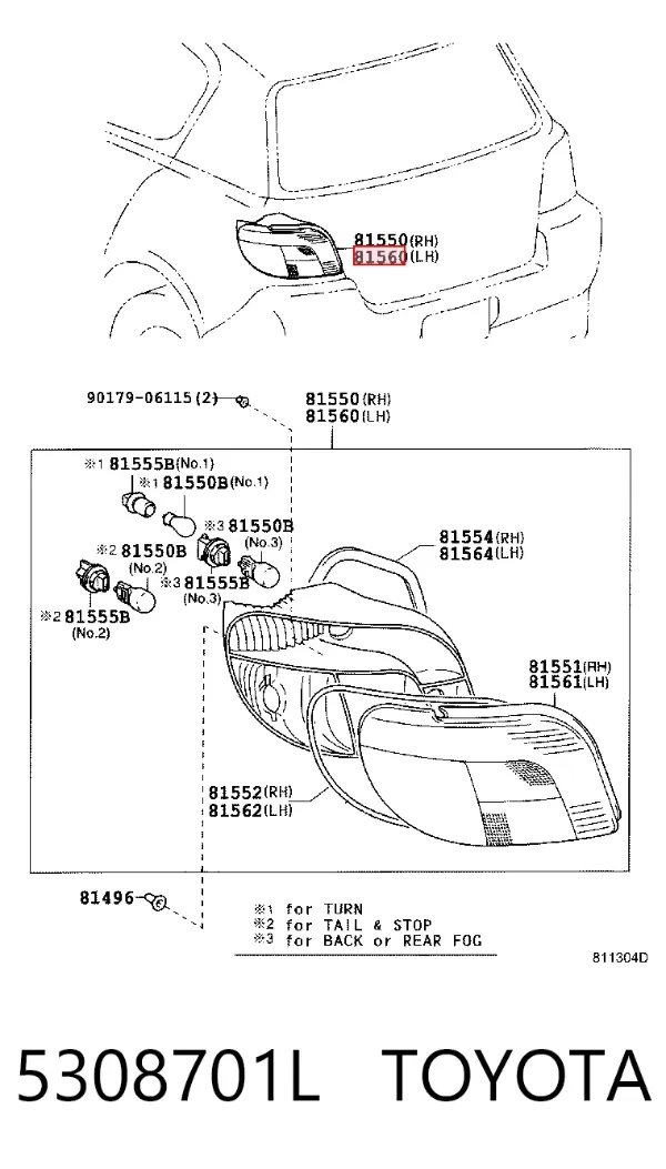 Lampa zespolona tylna lewa Toyota Yaris P10