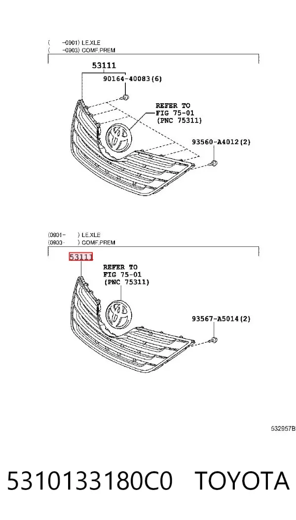 Atrapa chłodnicy 5310133180C0 Toyota