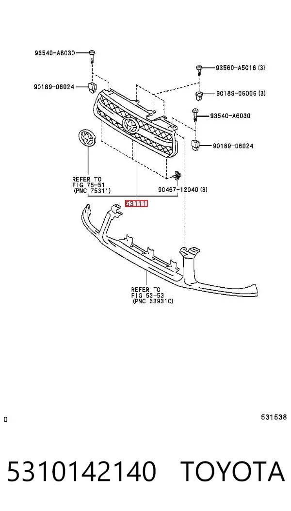 Atrapa chłodnicy 5310142140 Toyota