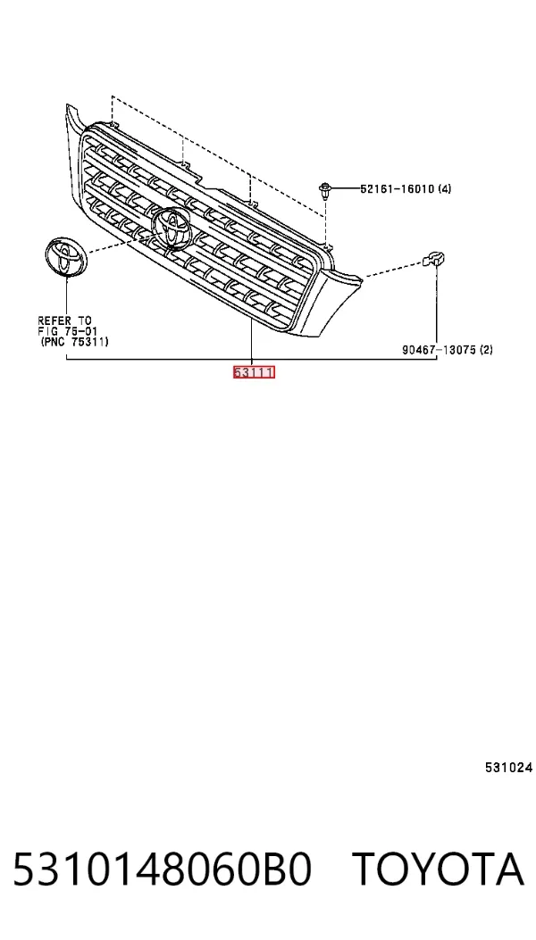 Atrapa chłodnicy Toyota Highlander I