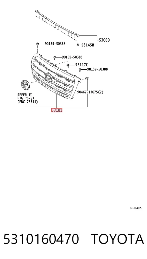 Atrapa chłodnicy 5310160470 Toyota