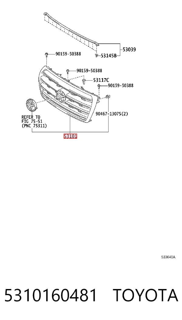 Atrapa chłodnicy 5310160481 Toyota