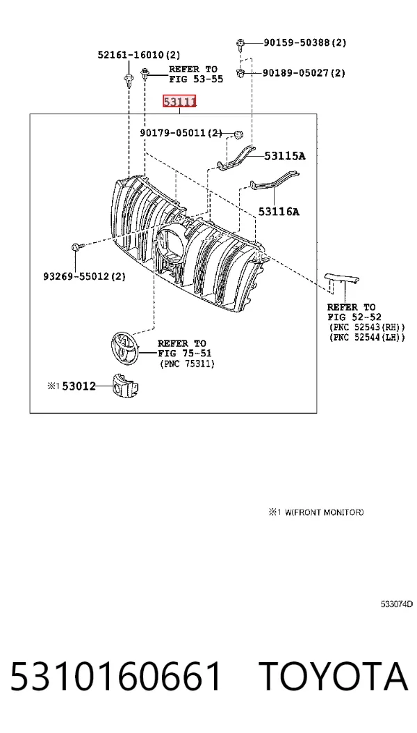 Atrapa chłodnicy 5310160661 Toyota