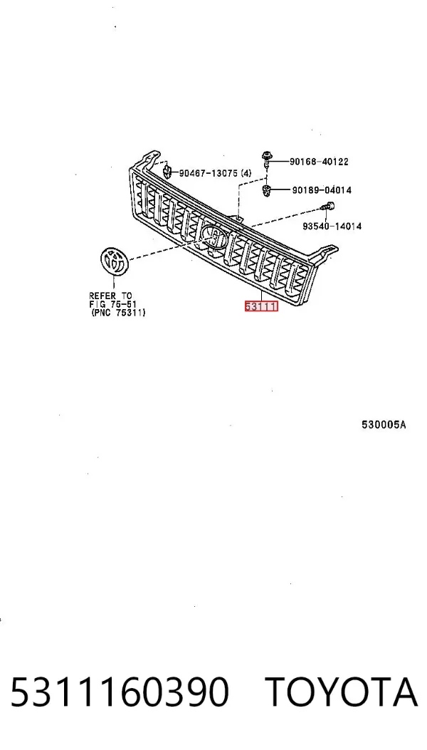 Atrapa chłodnicy 5311160390 Toyota