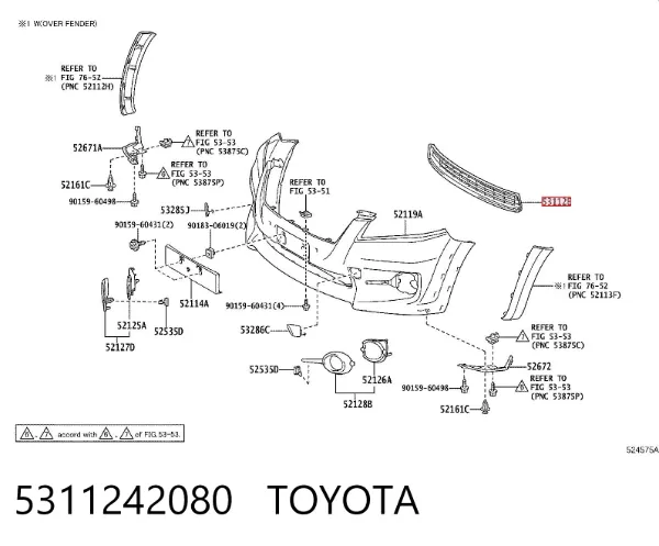 Kratka zderzaka przedniego 5311242080 Toyota