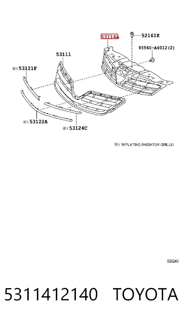 Atrapa chłodnicy 5311412140 Toyota