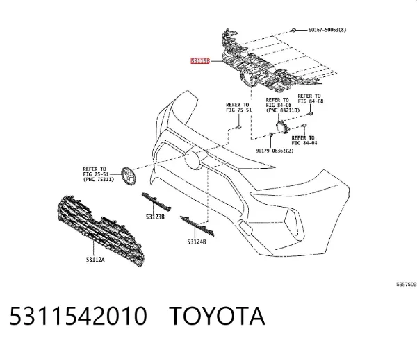 Wspornik atrapy chłodnicy 5311542010 Toyota
